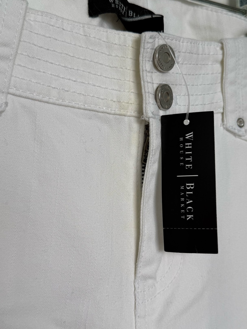 WHBM White Flare Jeans Rhinestone Rivets - Picture 5 of 9